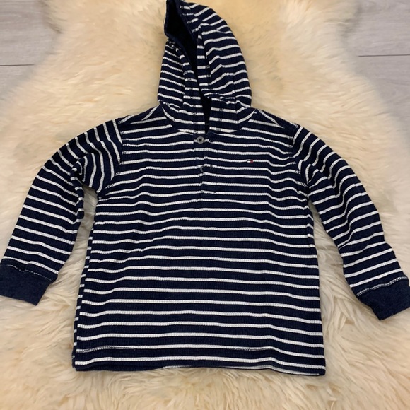 Tommy Hilfiger Long-Sleeve Hooded Striped Navy Blue in 24M - Picture 1 of 5